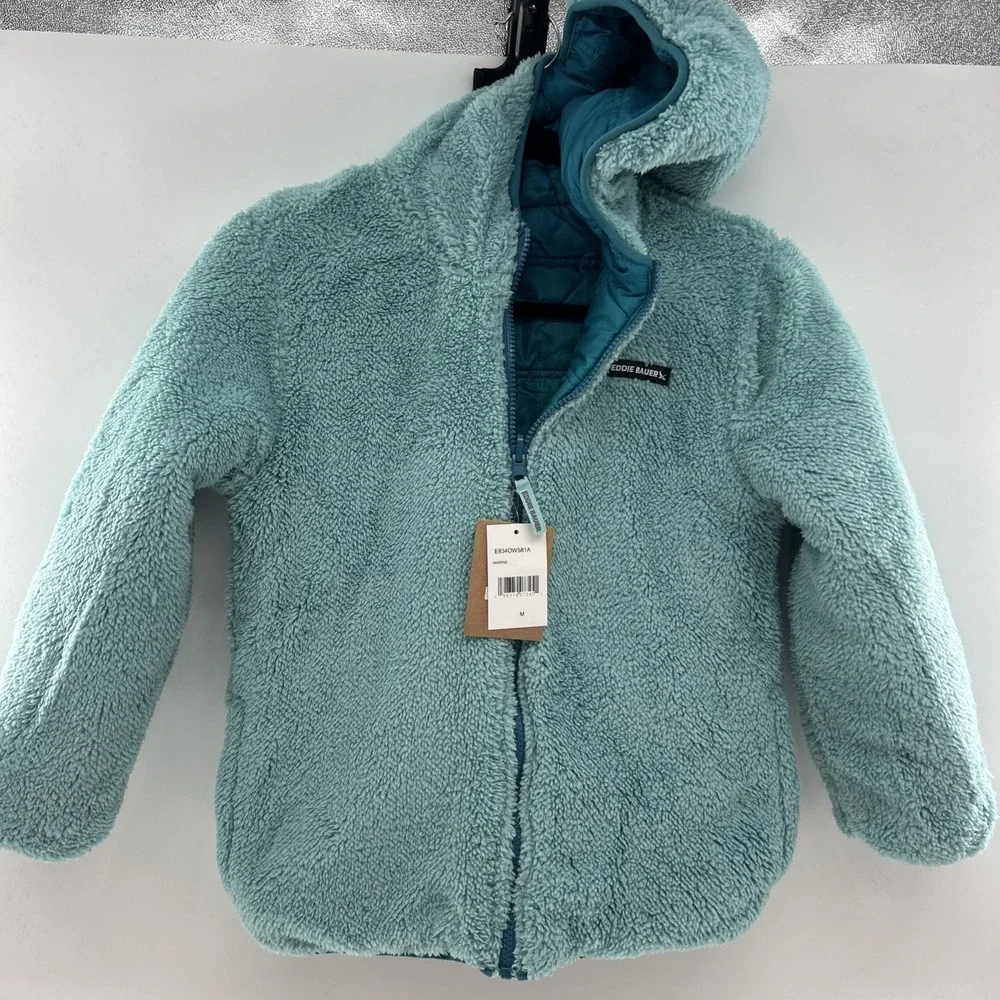 Eddie Bauer YOUTH Girls REVERSIBLE Jacket Coat Marine Ombre Puffer Medium NWT‎